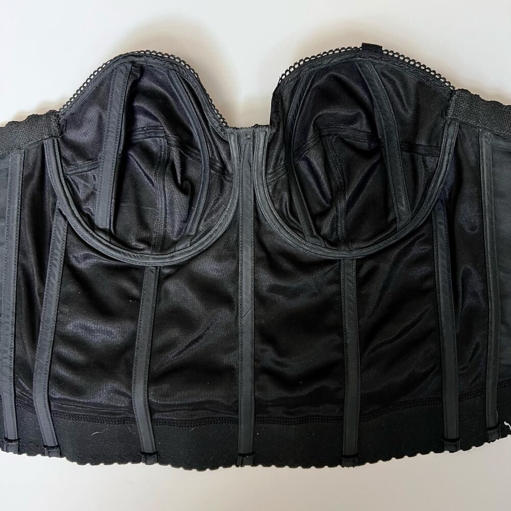 Vintage 80s Black Satin Boned Corset Bra – Goddess Strapless Bustier 40B - Picture 6 of 9